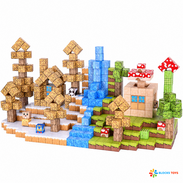 Магнітний конструктор Minecraft Лісовий Біом з Водоспадом 100 деталей &mdash; ПОРИНЬ У СВІТ МАЙНКРАФТ BT113 фото