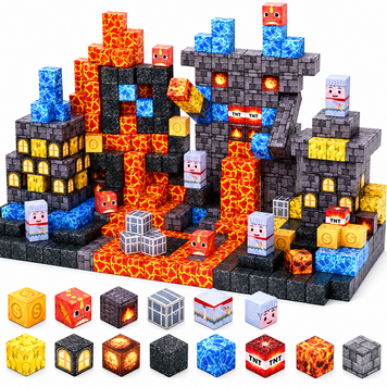 Магнітний конструктор Minecraft Шахта Обсидіану та Лавові Кристали 160 деталей &mdash; ПОРИНЬ У СВІТ МАЙНКРАФТ BT134 фото